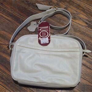TONI Genuine Leather Crossbody Handbag – White Shoulder Purse with Gold Hardware